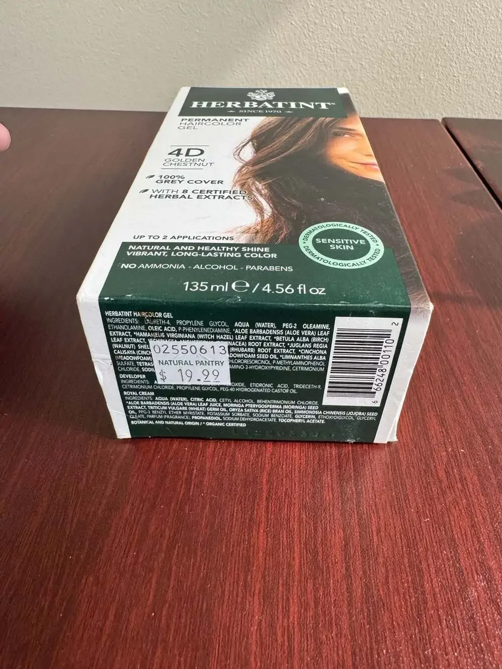 Herbatint Permanent Haircolor Gel 4D Golden Chestnut